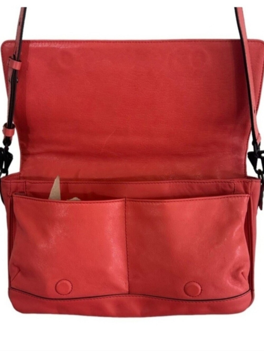 Rag & Bone Large Leather Pilot Clutch Crossbody Bag Red Coral - Picture 15 of 15